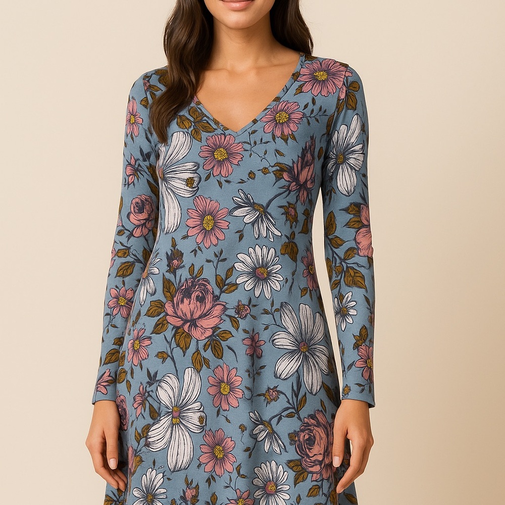 Love at First Sight Floral Long Sleeve Swing Dress – Size Small